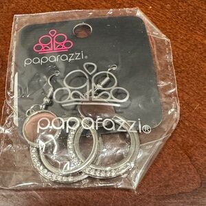 Paparazzi Dazzling Silver Rhinestone Hoops